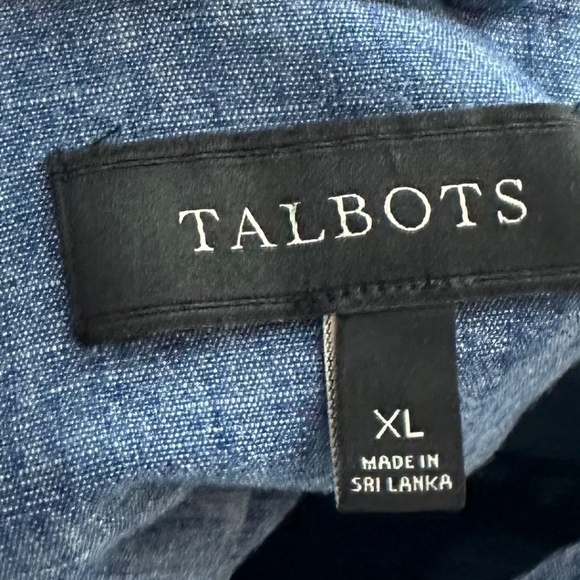 Talbots Jacket Coat Sz XL 14 16 Chambray Blue Twill Utility Safari Stretch - Picture 4 of 5